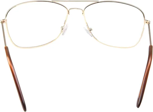 Vista 5 de Gafas de aviador cuadradas doradas sin receta clásicas sin receta para moda