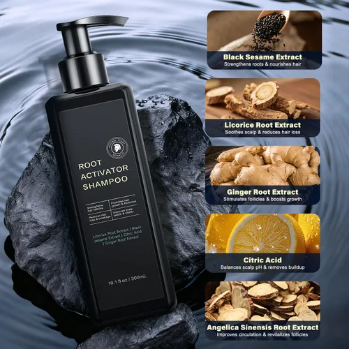 Vista 3 de Root Activator Shampoo For Men - Champú para el crecimiento del cabello para la pérdida y adelgazamiento del cabello - 10.1 fl oz/10.1 fl oz