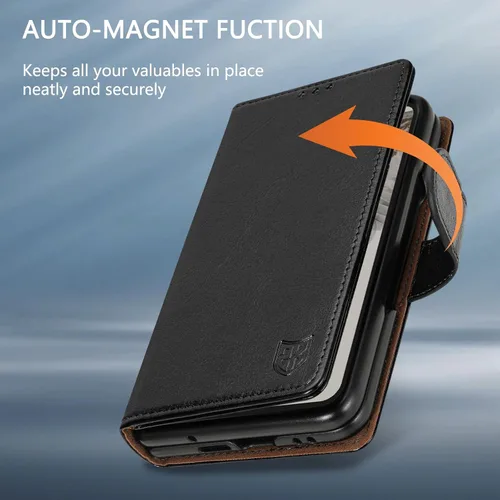 Vista 4 de ZZXX Funda tipo cartera plegable para Google Pixel con [bloqueo RFID] con ranura para tarjetas, cierre magnético, funda protectora de cuero