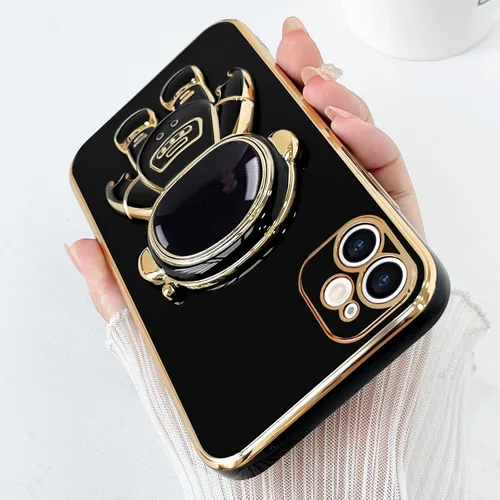 Vista 3 de Pepmune Funda compatible con iPhone 12 Bonita Diseño de Soporte de Astronauta en 3D Protección de Cámara A Prueba de Golpes Cubierta Trasera Suave