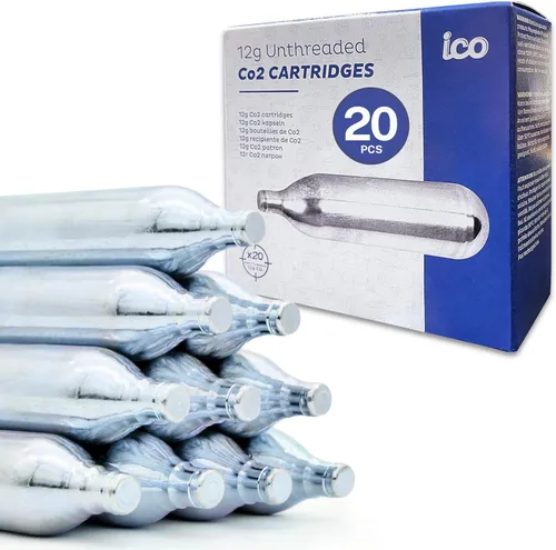 Vista 8 de ICO 12 Gram Co2 Cartridges Non-Threaded, CO2 cartridges BB Gun, CO2 BB Pistol, Airsoft Pistol, and Paintball Markers