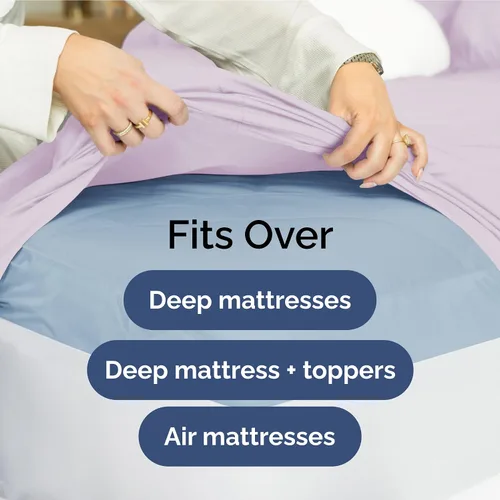 Vista 689 de Extra Deep Twin XL Sheet Set - 3 Piece College Dorm Room - White 01-Blanco