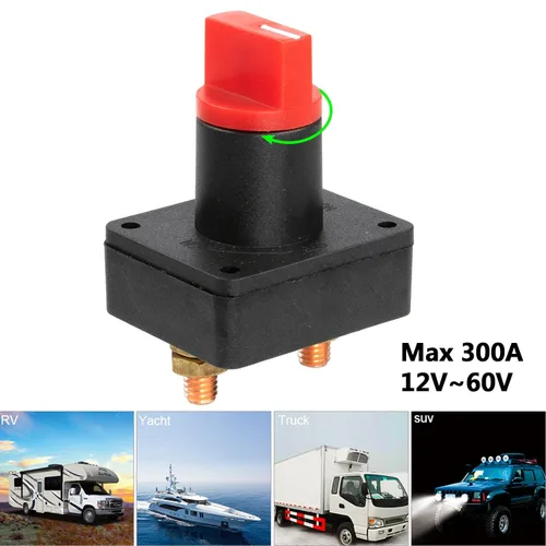 Vista 2 de Interruptor aislante universal de batería de 12 V, 24 V, 48 V, 60 V, desconectar, apagado, interruptor de apagado, coche, barco, camioneta, camión