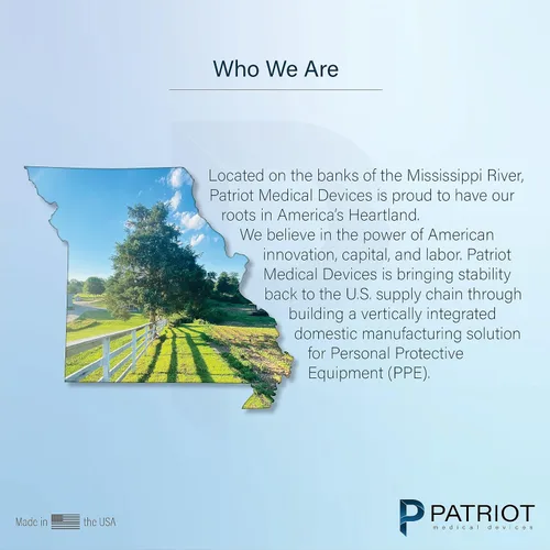 Vista 4 de Patriot Medical Devices Máscara facial desechable Hecha en los Estados Unidos Material suave, hipoalergénico, hidrofóbico 50