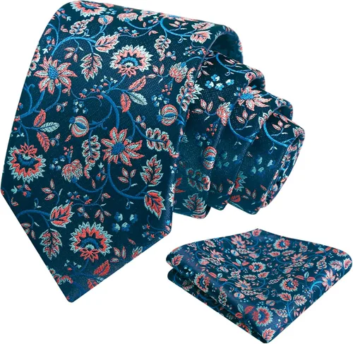 Vista 38 de Alizeal Mens 3.15inches Leaf Flower Pattern Tie with Floral Pocket Square Set