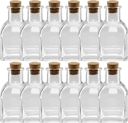 Vista 3 de Ashland Mini botella de vidrio de 4 pulgadas con corcho, tarro decorativo para bodas, fiestas, decoración del hogar, artes y manualidades, paquete