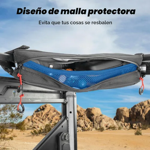 Vista 3 de Bolsa de almacenamiento triangular para barra de protección KEMIMOTO UTV, bolsa universal resistente al agua para techo/puerta/reposabrazos lateral
