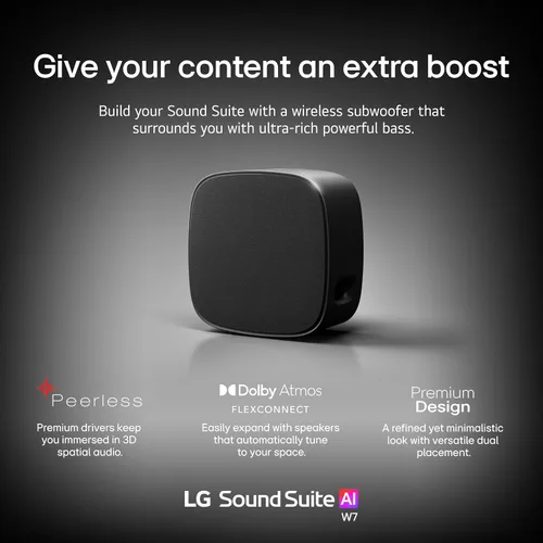 Vista 6 de LG W7 Sound Suite - Subwoofer inalámbrico – graves profundos de 8 pulgadas, Dolby Atmos FlexConnect, televisores compatibles, barra de sonido H7