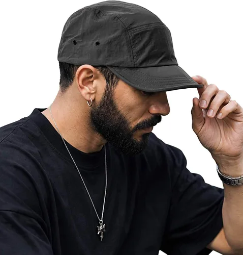 Vista 10 de Clakllie - Gorras de visera corta de secado rápido para hombres, gorra de 5 paneles para correr, impermeable, gorra de béisbol, gorra