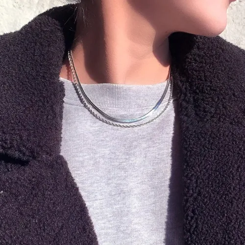 Vista 8 de Collar de espiga para mujer, delicado collar de oro, serpiente chapada en oro de 14 quilates, gargantilla de cadena de oro, collares simples