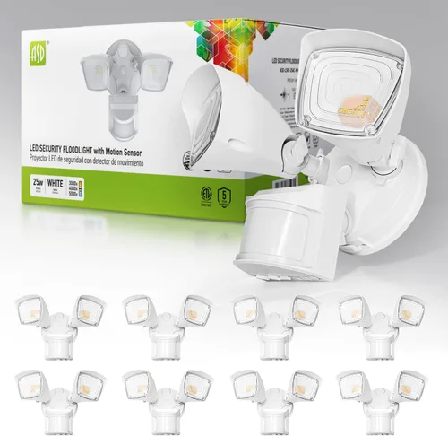 Vista 12 de ASD Luz LED de seguridad para exteriores de 25 W, 2500 lm, luz de inundación con sensor de movimiento, 3000 K/4000 K/5000 K, IP65 impermeable