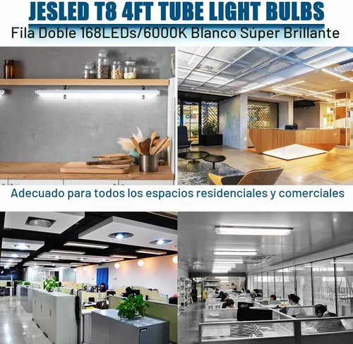 Vista 8 de JESLED Luces de tubo LED T8 tipo A+B de 4 pies, 24 W