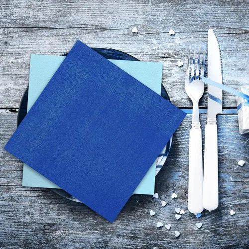 Vista 7 de Whaline Paquete de 150 Servilletas de Papel Azules de 6.5 x 6.5 Pulgadas, 3 Colores, Servilletas de Almuerzo con Temática Azul, Servilletas de Papel