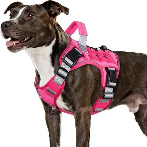 Vista 26 de WINGOIN Arnés táctico negro para perros pequeños, arnés resistente sin tirones con asa, arnés militar reflectante ajustable K9 para mascotas