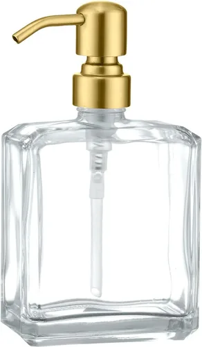 Vista 26 de Amber Glass Soap Dispenser,17oz, Black Pump Refillable, 304 Stainless Steel Pump, Liquid Hand Soap Dispenser, Bathroom Kitchen Sink Vanity