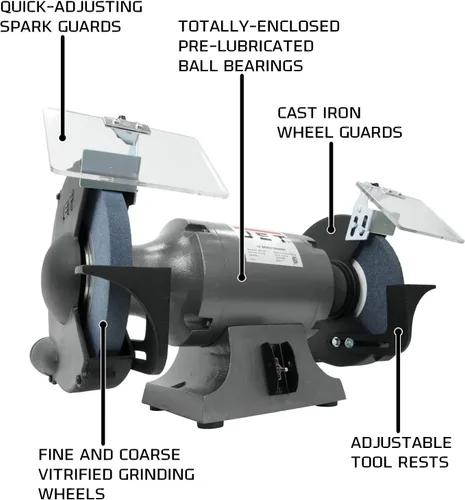 Vista 2 de JET JBG-10B, amoladora de banco de 10 pulgadas, 1725 RPM, 1-12 HP, 1 Ph 115V (577103)