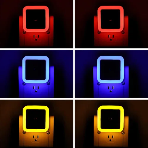 Vista 12 de Paquete de 6 luces nocturnas LED azules enchufables, sensor de atardecer a amanecer encendido y apagado automático, eficientes energéticamente