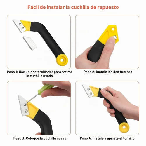 Vista 5 de Coitak Herramienta de extracción de lechada para baldosas con 3 cuchillas adicionales, color amarillo 3 piezas de repuesto de cuchillas