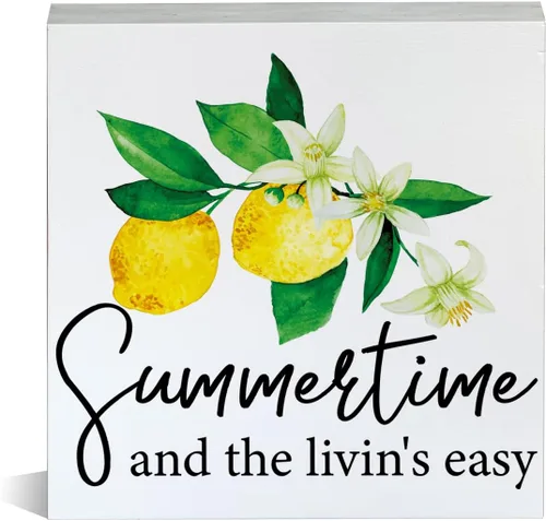 Vista 13 de Cartel de madera Sweet Summer Vibes de madera con bloque de madera de helado de verano, letrero decorativo para escritorio, decoración de estante A05