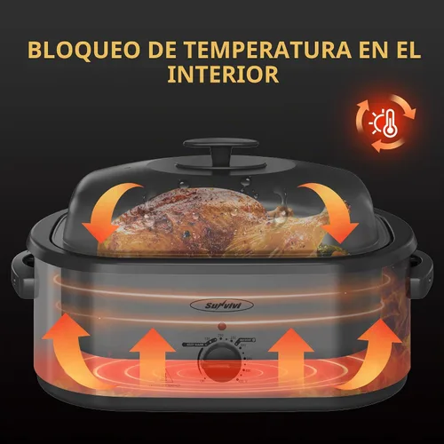 Vista 2 de Sunvivi Horno Tostador Eléctrico de 20 QT con Tapa de Autohilvanado, 3 Compartimentos y Función de Mantener Caliente, Control de Temperatura