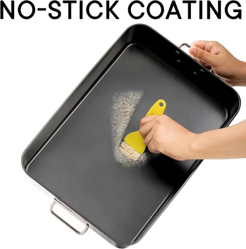 Vista 8 de Jucoan Sartén para lasaña de 3 pulgadas de profundidad, 16 x 11.5 pulgadas, cacerola grande para horno, platos antiadherentes para hornear, bandeja
