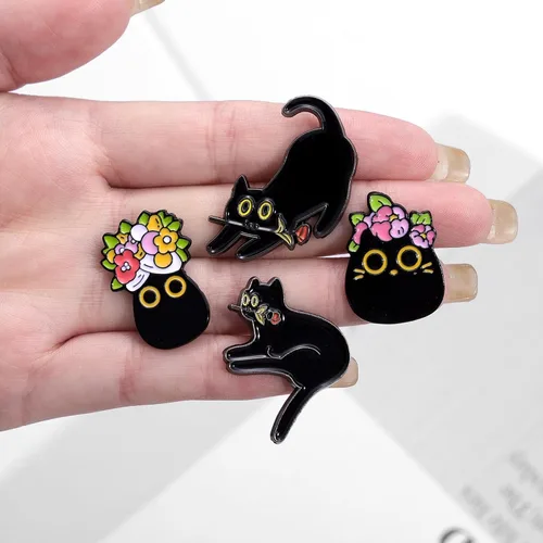 Vista 6 de Juego de pines esmaltados creativos a granel, plantas de dibujos animados, anime, arcoíris, punk, animales, esmaltados, mochila para hombresmujeres