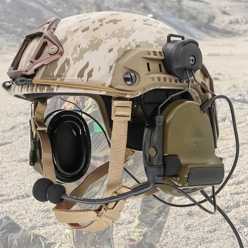 Vista 7 de Auriculares tácticos con adaptador de riel ARC, protección auditiva con almohadillas de gel para deportes de airsoft