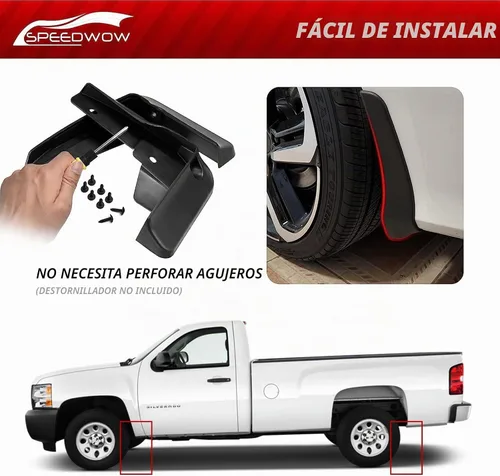 Vista 3 de SPEEDWOW - Juego de 4 protectores de salpicaduras para parabrisas y neumáticos para Chevy Silverado 2007-2013, sin necesidad de taladrar agujeros