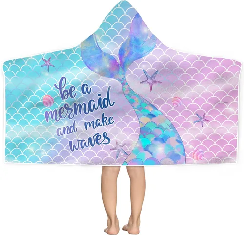 Vista 24 de Bonsai Tree Toalla de playa con capucha de tiburón para niños, toalla de baño con capucha de peces marinos frescos para niños, divertidos animales