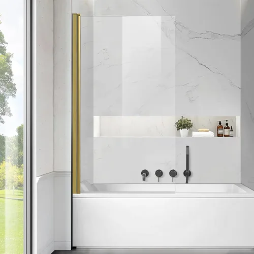 Vista 13 de Puerta corrediza de doble oscilación para bañera, puertas de ducha de vidrio templado sin marco de 22-36 x 55 pulgadas, panel de pantalla de baño