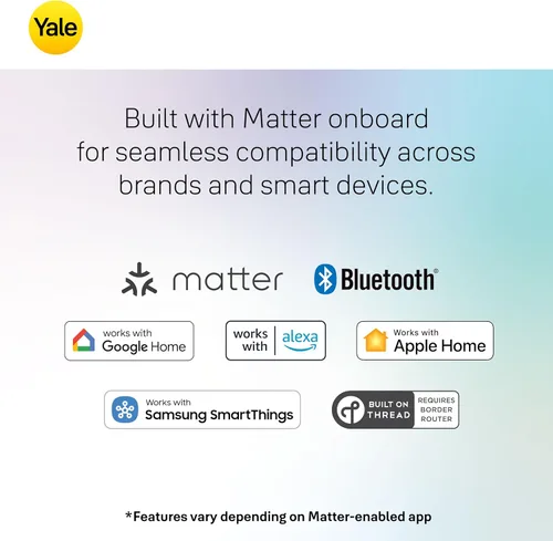 Vista 2 de Yale Cerradura Inteligente de Pestillo con Llave Ash con Google Matter, YRD510-MT1-ASH