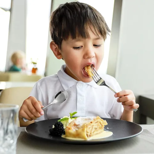 Vista 6 de VITEVER Utensilios para Niños Pequeños de 10 Piezas, Juego de Cubiertos de Acero Inoxidable para Niños, Tenedores y Cucharas Seguros para Niños