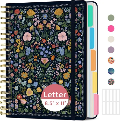 Vista 18 de Taja Cuadernos de espiral para trabajo de 5 materias con divisores K - Vórtice rosa
