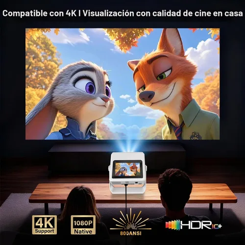 Vista 4 de Smart Projector【TouchScreen/Built-in APPs/Auto Focus Keystone】 4K Support with wifi and bluetooth Outdoor Projector, Dual-Screen Sync, for Home