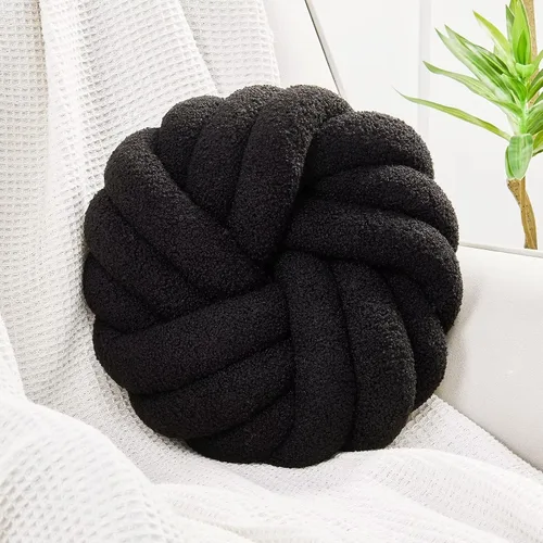 Vista 8 de Uvvyui - Almohadas de nudo, cojines decorativos de 14 pulgadas, almohadas redondas, cojín para sofá, almohada de bola anudada suave hecha a mano