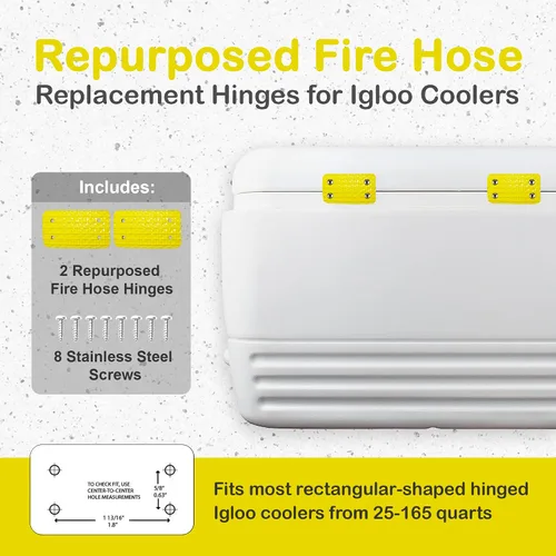 Vista 2 de Bisagras irrompibles para refrigeradores Igloo - Juego de 2 bisagras de repuesto para mangueras de incendios reutilizables - Duraderas, resistentes