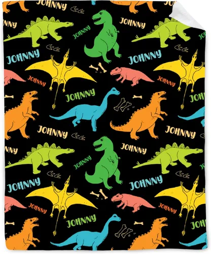 Vista 86 de Manta de regalo personalizada de dinosaurio con nombre para niñas, niños, recién nacidos, dinosaurio, manta personalizada para envolver al bebé