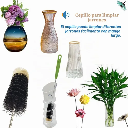 Vista 7 de Paquete de 2 cepillos para botellas de 16", Dokpod cepillos de limpieza de mango largo para limpieza de botellas de cuello largo y estrecho, agua