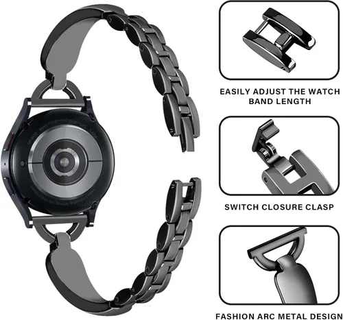 Vista 3 de Correas de metal compatibles con Samsung Galaxy Watch 7/FE/6/5/4 1.575 in 1.732 in, Watch 5 Pro, Watch 6/4 Classic 1.693 in 1.850 in 1.654 in 1.811