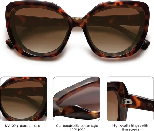 Vista 5 de SOJOS Gafas de sol cuadradas retro de gran tamaño para mujer persianas vintage gafas de sol grandes modernas y atrevidas de diseñador Sunnies SJ2256