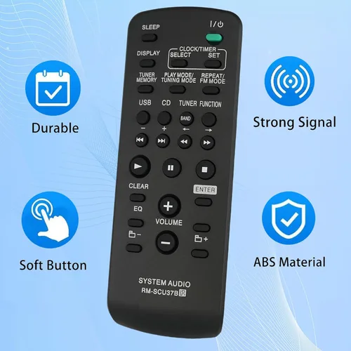 Vista 3 de Mando a Distancia de Repuesto RMSCU37B Compatible para Sony LBT-SH2000 RM-SCU37 CMT-FX205 CMT-FX200 MHC-EX700 MHC-EX600 Mini HI-FI Component System