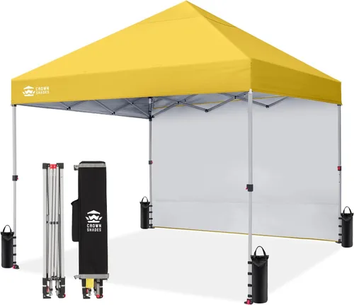 Vista 35 de CROWN SHADES Toldo desplegable de 8 x 8 con 1 pared lateral, tienda de campaña para playa, beige