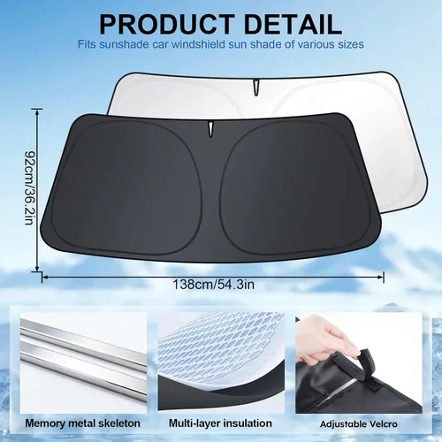 Vista 4 de JUSTTOP Parasol para parabrisas Tesla Model 3/Y (2017-2026), ajuste personalizado y plegable, accesorios para el interior del automóvil, parasol