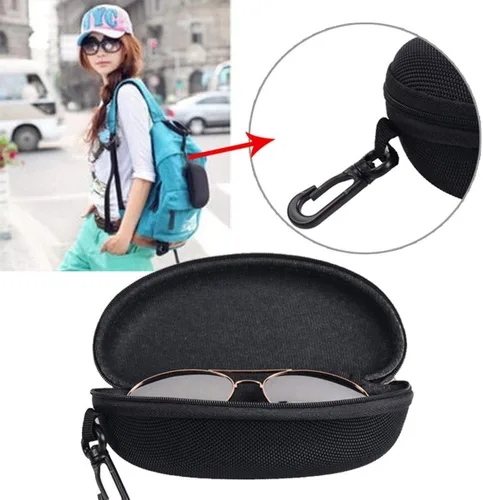 Vista 5 de portátil impermeable gafas de sol caso cremallera caja de Shell duro con clip