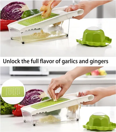 Vista 5 de NACOLUS Rallador de queso con contenedor, cortador de verduras 5 en 1, ralladores multiusos para cocina, rallador de caja fácil de limpiar