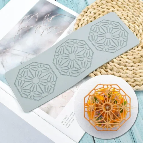 Vista 10 de Molde de encaje de hojas huecas 3D, molde de encaje de silicona con formas de flores de múltiples hojas para decoración de pasteles, tapete