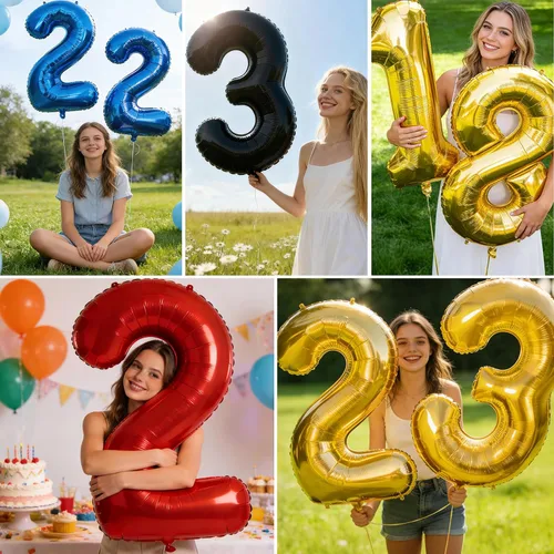 Vista 8 de Globos grandes de 40 pulgadas de números del 0 al 9, globos numéricos para decoración de fiesta de cumpleaños, globos de helio de aluminio