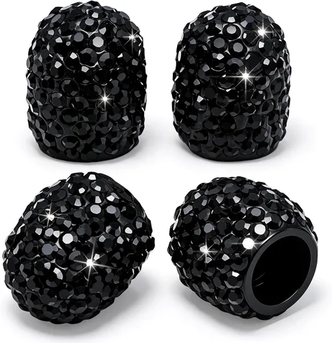 Vista 13 de 4 tapas de válvula de vástago de neumático de diamantes de cristal brillante, a prueba de polvo, tapas universales para válvulas de neumáticos