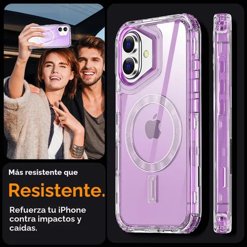 Vista 6 de AICase para iPhone 16 Plus, Funda Transparente Compatible con MagSafe, Protección contra Caídas de 3 en 1, Resistente a Prueba