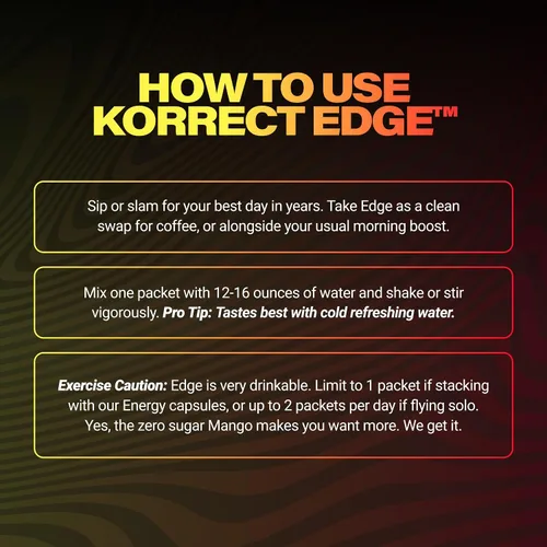 Vista 5 de Korrect Edge - Polvo de paraxantina Suplemento de energía limpia y concentración Alternativa a cafeína para claridad mental y resistencia sin